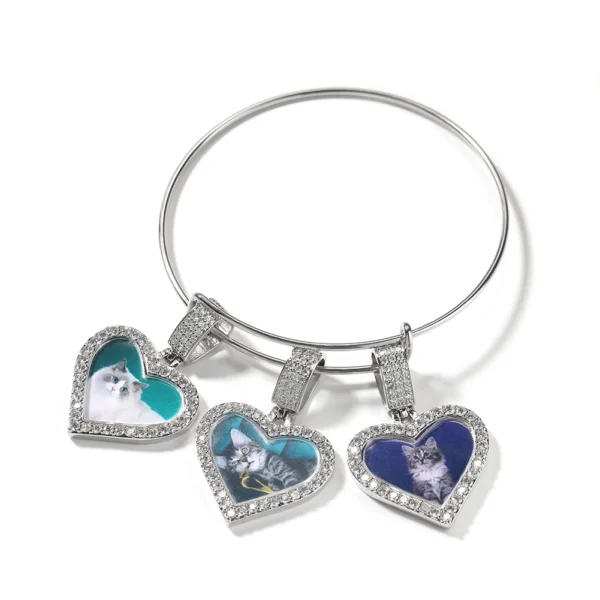 Fashion Photo Bangle Heart Picture Pendant Bracelet Wholesale Women Man Memory Bracelet Hiphop Jewelry - Image 6